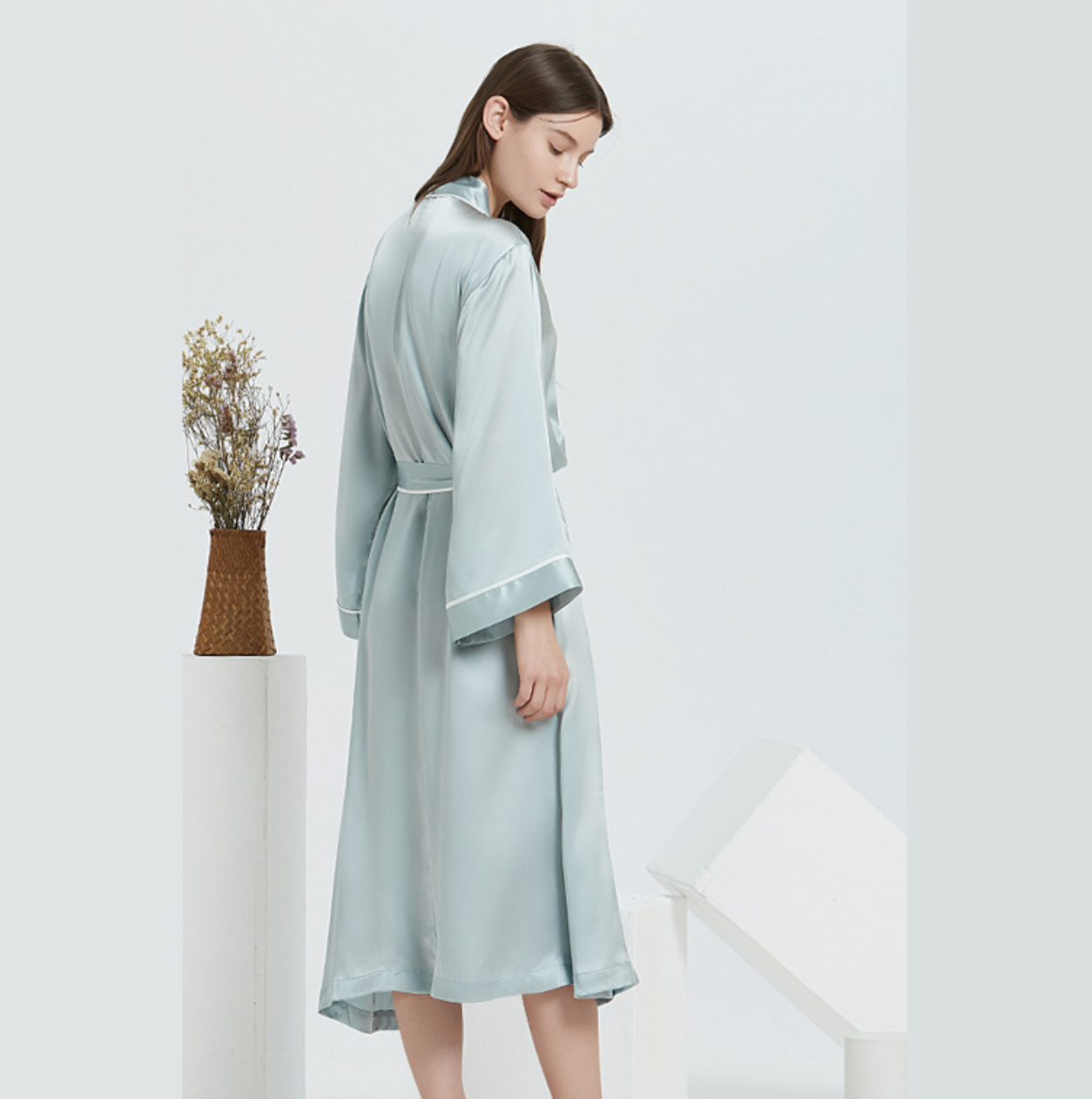 Silk Robe Pyjama - Babygreen